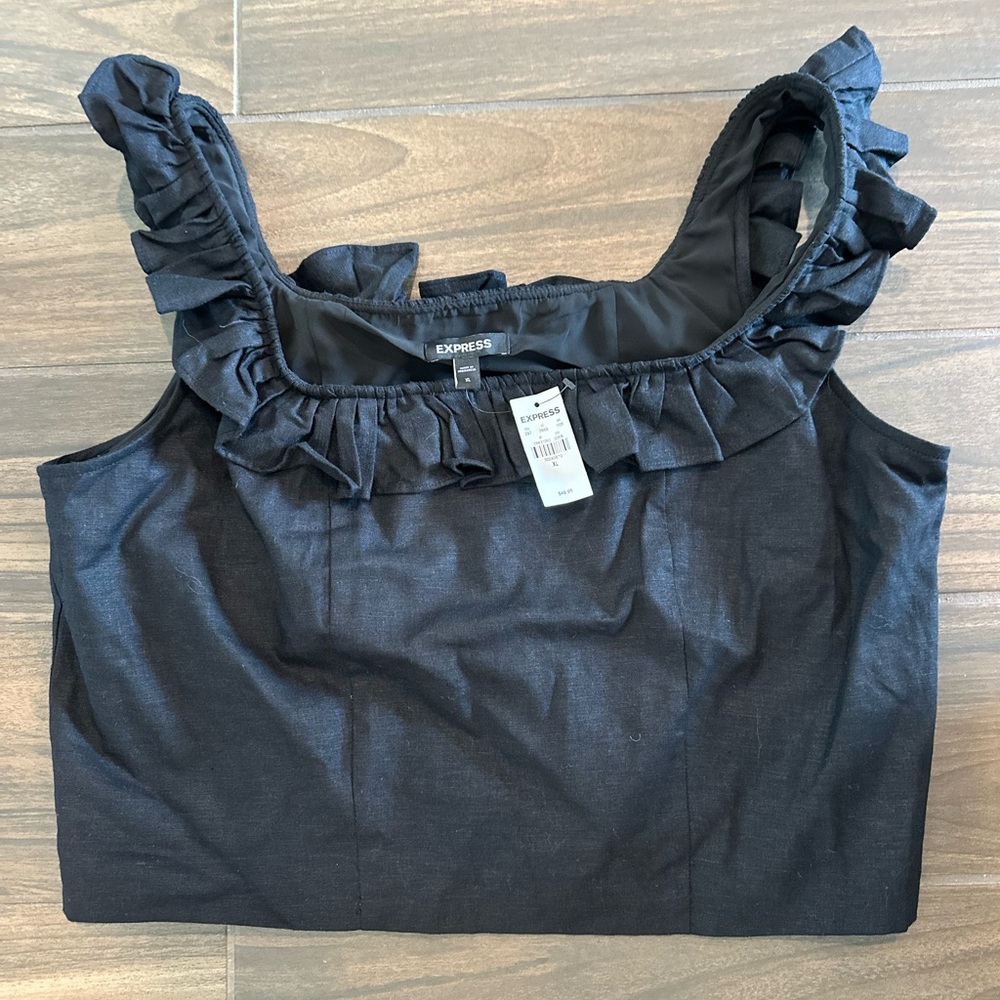 Express Black Ruffle Women's crop Top XL NWT